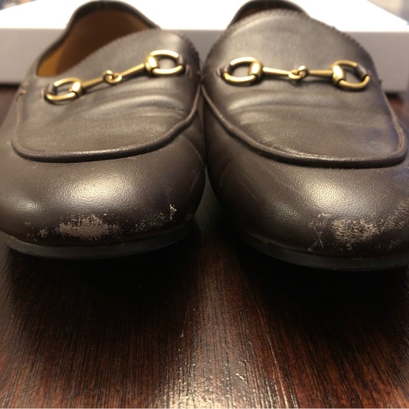 Gucci Jordaan Horsebit Dark Brown Leather Loafers with Gold Detail - Picture 4 of 4
